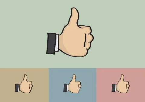 Thumb Up Hand Gesture Cartoon Vector Stock Illustration