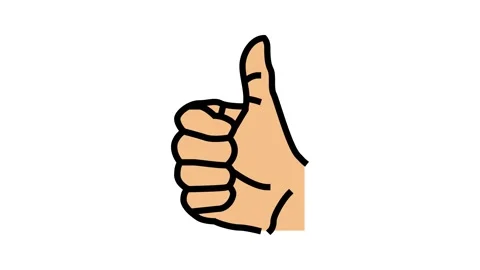 Thumb up hand gesture color icon animation Stock Footage 224438397