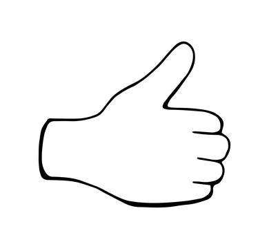 Thumb up hand gesture doodle icon like approval sign hand drawn simple illu.. Stock Illustration