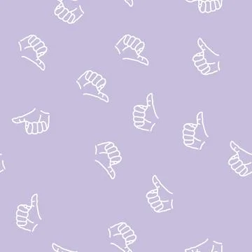 Thumb up hand gesture line seamless pattern Illustrazione stock