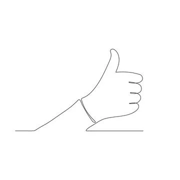 Thumb up hand gesture vector single line icon Stock Illustration