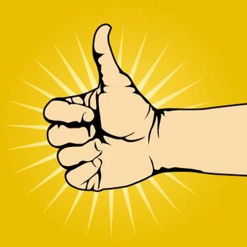 Thumb up hand gesture on yellow background - like gesture Stock Illustration