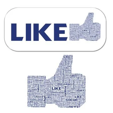 Thumb up like hand symbol with tag cloud of word Stock Illustration