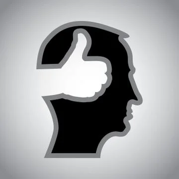 Thumb up in head Stock Illustration