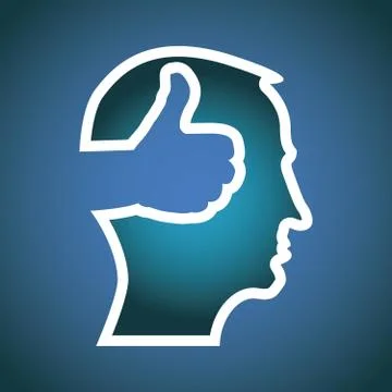 Thumb up in head illustration Stock Illustration