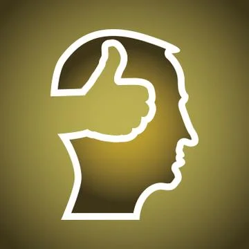 Thumb up in head illustration Stock Illustration