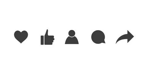 Thumb up, like, heart, repost, comment icon. Vector illustration. 스톡 일러스트