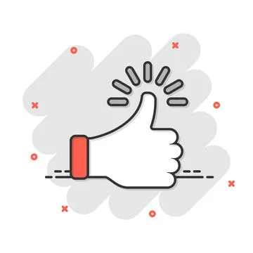 Thumb up icon in comic style. Like gesture cartoon vector illustration on whi Stock Illustration
