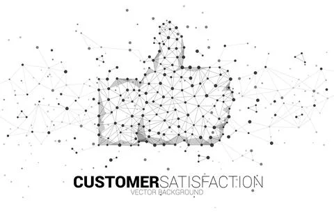 Thumb up icon from dot connect line polygon network. concept of customer sati Stock Illustration