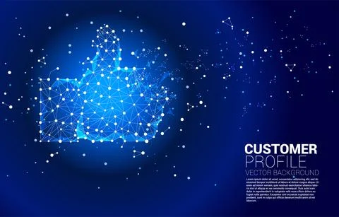 Thumb up icon from dot connect line polygon network. concept of customer sati Stock Illustration