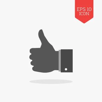 Thumb up, like icon. Flat design gray color symbol. Modern UI web navigation, Stock Illustration