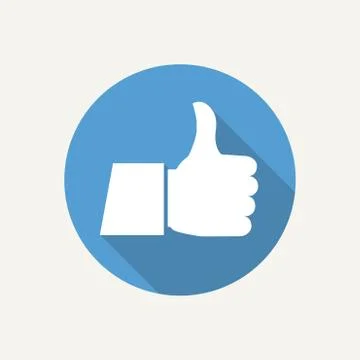 Thumb up icon in flat style with long shadow. Vector illustration. Stock Illustration