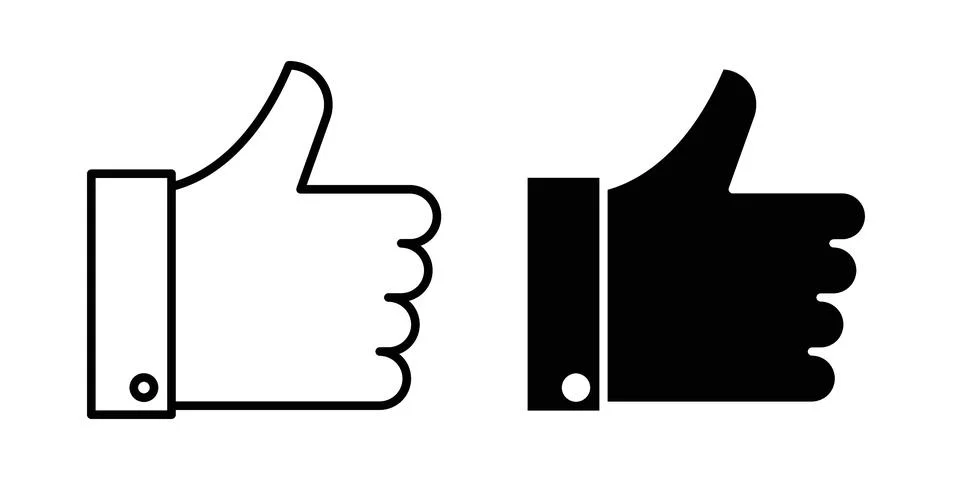 Thumb up icon linear versions pack on white background Stock Illustration