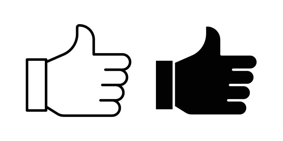 Thumb up icon set modern line and solid style collection. Stock Illustration