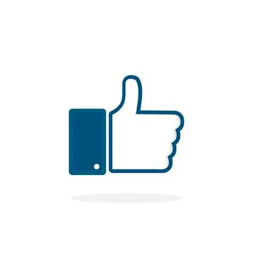 Thumb up icon with shadow in flat style 库存插图