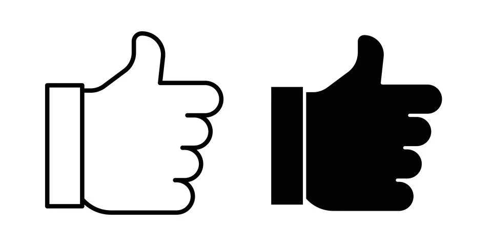 Thumb icon thin line and clipart style vector set Stock Illustration