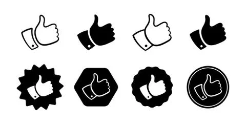 Like thumb up icons set black flat design vector Stock Illustration