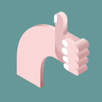 Thumb up isometrics. Hand 3d. Hand showing ok. good mood Symbol Stock Illustration