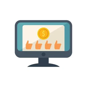 Thumb up monetization icon flat vector. Mobile money Illustrazione stock