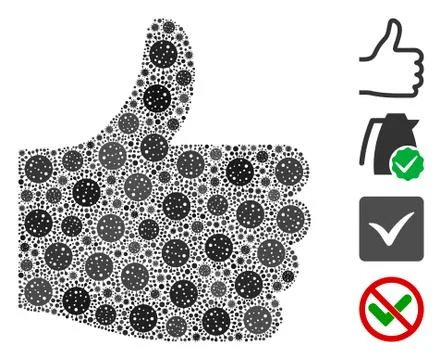 Thumb Up Mosaic of Covid Virus Elements Stock Illustration