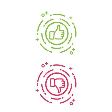 Thumb up or down icon. Ok and bad sign with ornaments. Stock Illustration