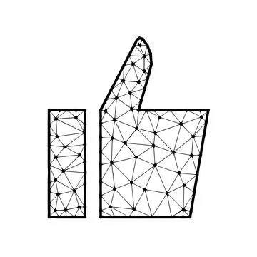Thumb up or Like symbol polygonal vector icon isolated on white background. Stock Illustration