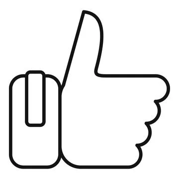 Thumb up product icon outline vector. App cube box Stock Illustration