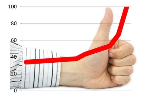 Thumb up with raising graph Stock Illustration