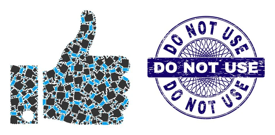 Thumb Up Recursion Mosaic of Thumb Up Items and Distress Do Not Use Round Illustrazione stock