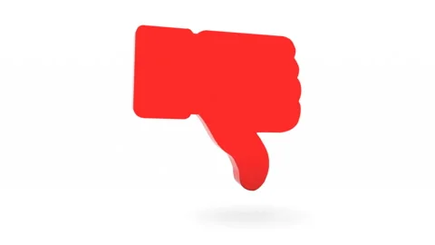 The thumb of a red plastic hand looks down and swings on a white background Stock Footage 129307815