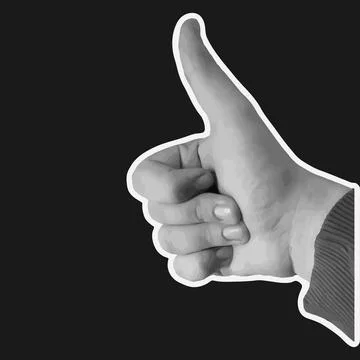 Thumb up Retro Halftone Human Hand Gesture Collage イラスト素材
