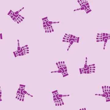 Thumb up robot hand gesture glyph seamless pattern Stock Illustration