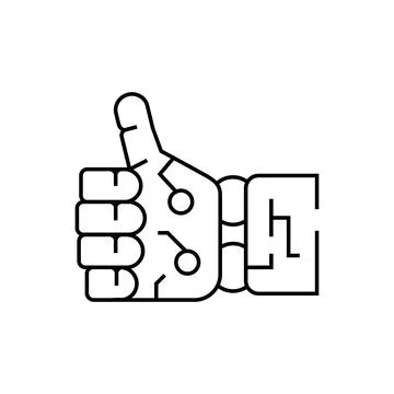 Thumb up robot hand gesture line icon vector illustration Stock Illustration