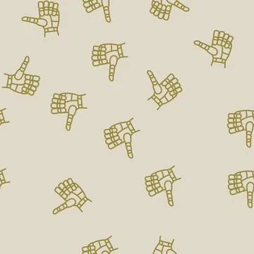 Thumb up robot hand gesture line seamless pattern Stock Illustration