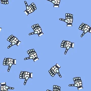Thumb up robot hand gesture vector seamless pattern Illustrazione stock