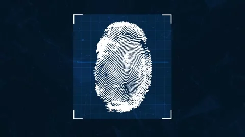 Thumb scanning process 4k Animation on blue background. Biometric verification Stock Footage 288786907