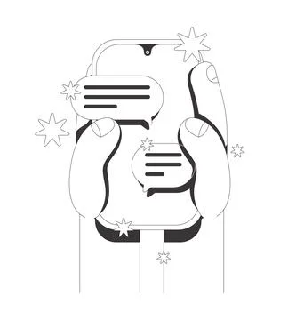 Thumb scrolling gesture on phone messaging line neo brutalism tutorial graphi Stock Illustration