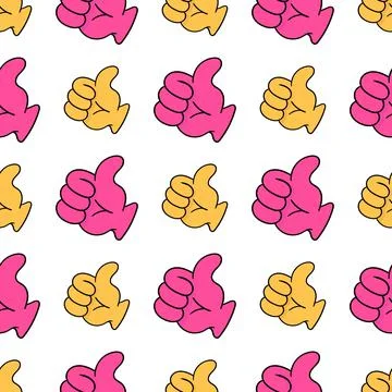 Thumb up seamless pattern textile print. repeat pattern background design Stock Illustration