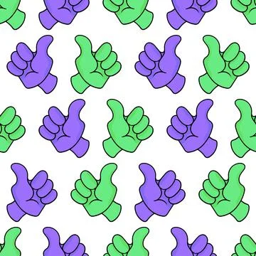 Thumb up seamless pattern textile print. repeat pattern background design Stock Illustration