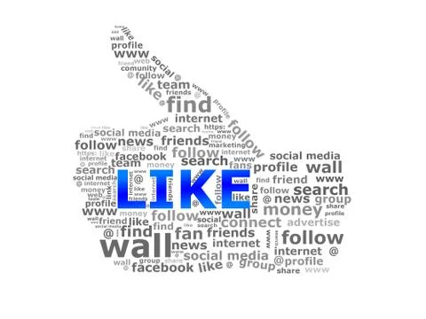 Thumb up with social network elements Illustrazione stock