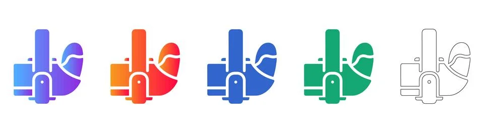 Thumb Spica Splint Vector Icon Set Stock Illustration
