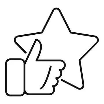 Thumb up star system icon outline vector. Loyalty program Illustrazione stock