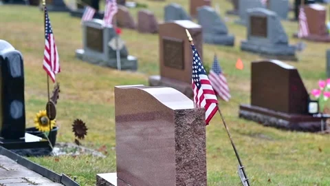 Thumb stone flag selective focus memorial Stock Footage 266514125
