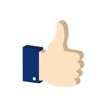 Thumb up symbol. Flat Isometric Icon or Logo. 3D Style Pictogram for Web Desi Stock Illustration