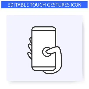 Thumb tap hand gesture line icon Illustrazione stock