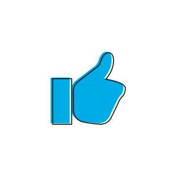 Thumb Up vector icon. Style is flat symbol, blue color, white background Stock Illustration