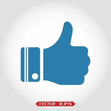 Thumb Up vector icon. Style is flat symbol, cobalt color, rounded angles, whi Stock Illustration