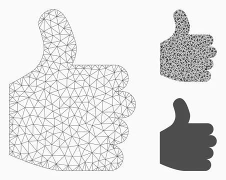 Thumb Up Vector Mesh 2D Model and Triangle Mosaic Icon 스톡 일러스트