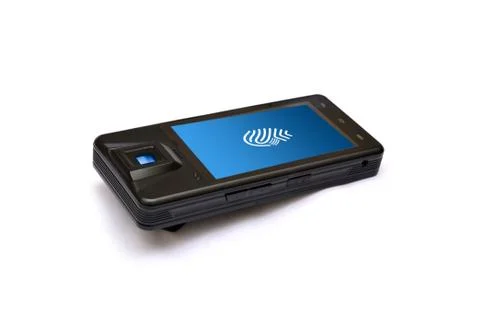 Thumb Verify scan for biometric security system Foto stock