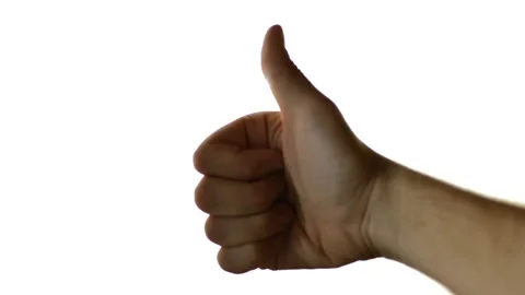 Thumb up in white background. man's arm in white background. Video stock 213934699